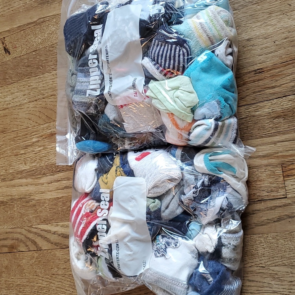 2 bags of baby socks .